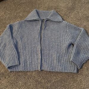 H&M blue zip up sweater - size small